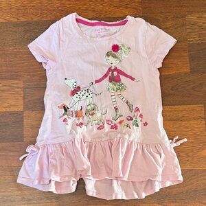 3/$12 Isaac Mizrahi Pink Ruffle-Skirted Graphic Tee (5/6)